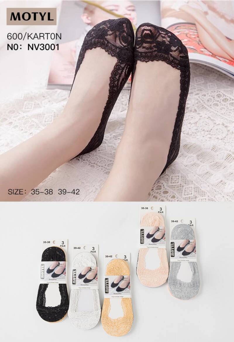 Stopki damskie Roz 35-42, Mix kolor Paczka 40 szt